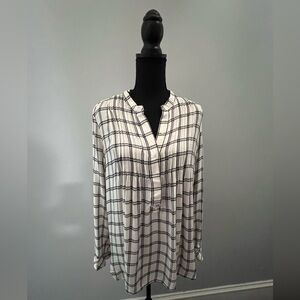 Gap Black and White Plaid Long Sleeve Tunic
